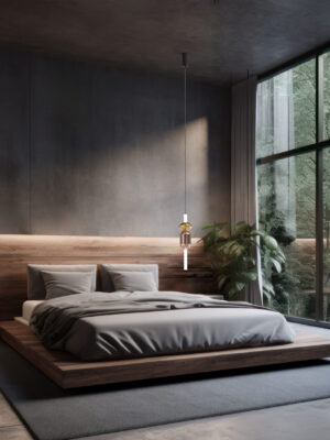 Sumptuous Bedroom Retreat with Elegant Hardwood Floors, LED Ligh