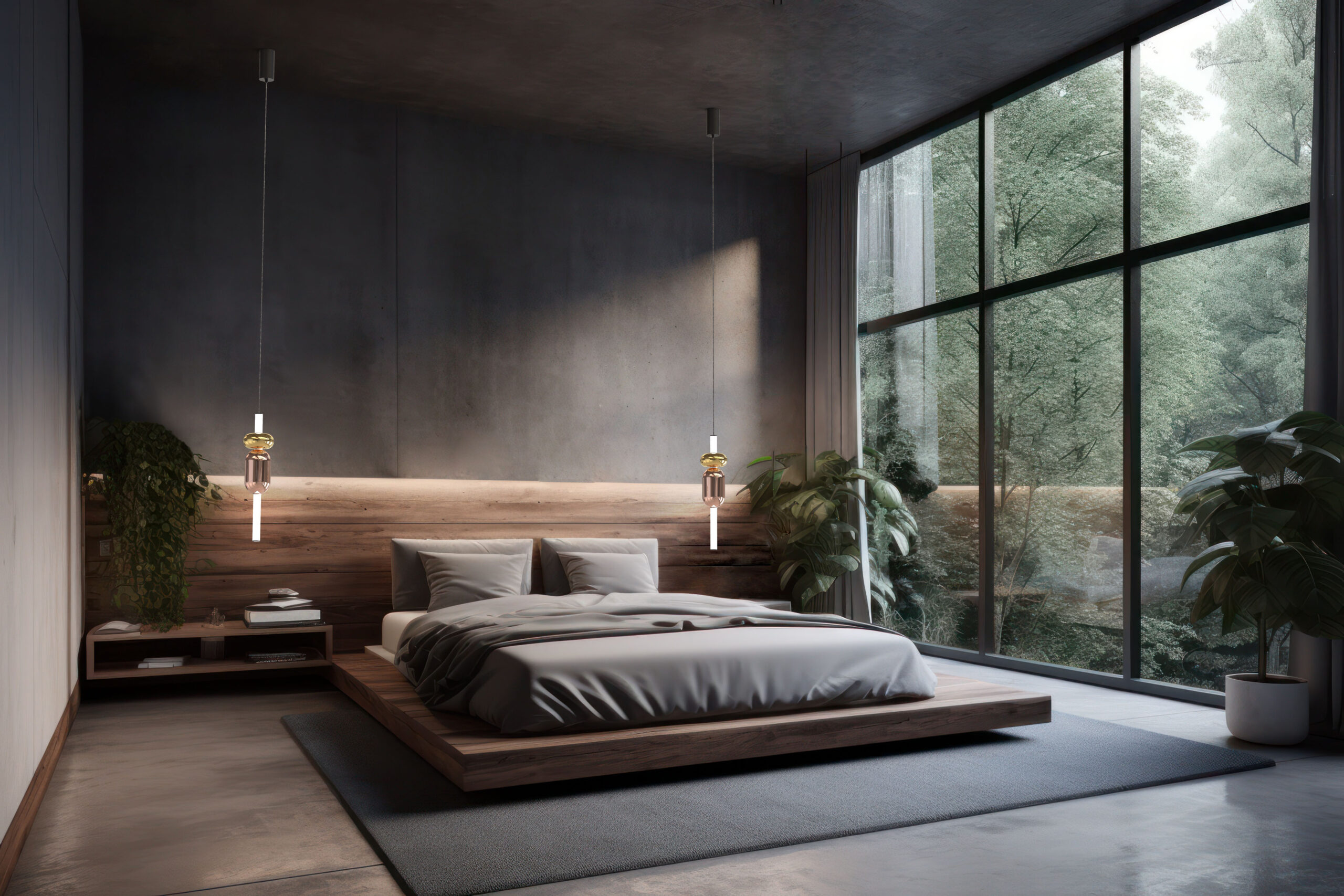 Sumptuous Bedroom Retreat with Elegant Hardwood Floors, LED Ligh