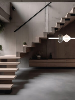 Modern and Minimalist Staircase Designs. Generative AI.