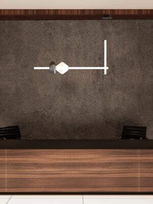 Loft scene office Desk standing in office. 3d rendering